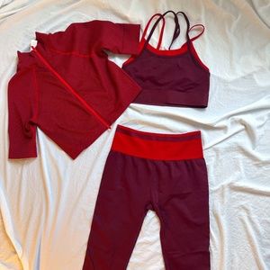 3 piece Fabletics work out set sports bra, leggings, cropped jacket Sz XL